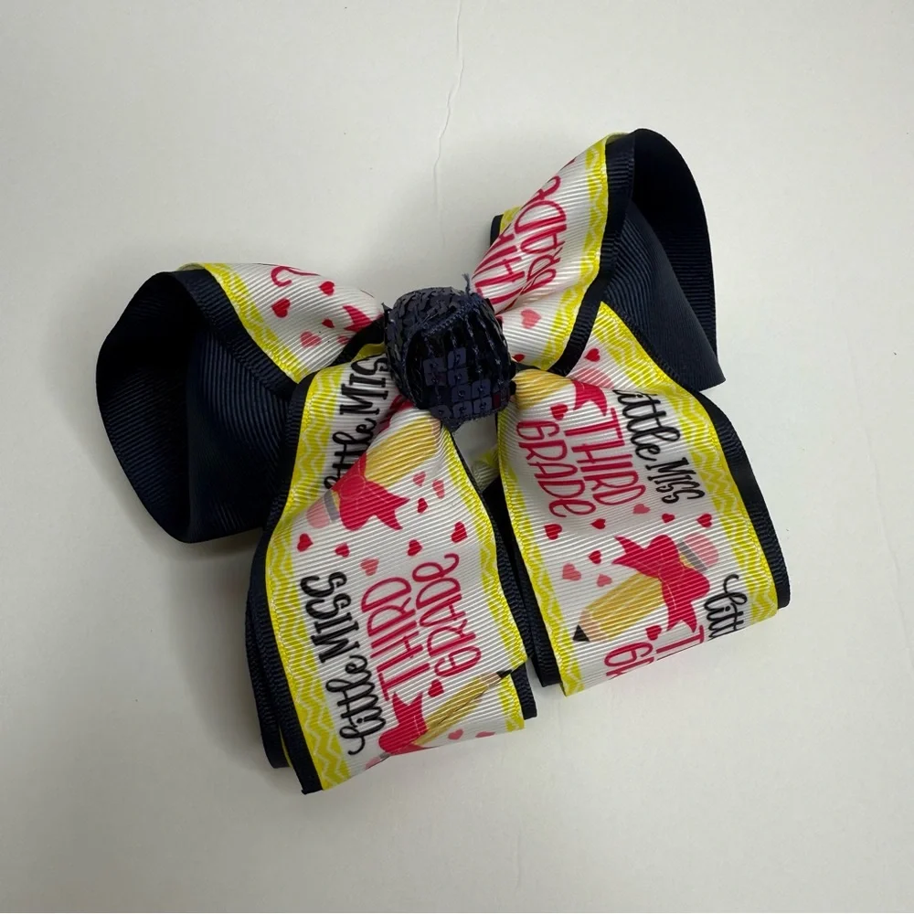 Boutique Handmade Bow Little Miss Third Grade Back to School Pencil Coquette